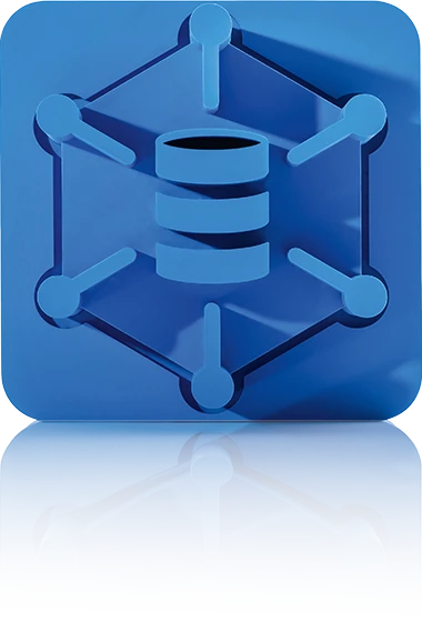 Das Symbol ist unicolor blau und zeigt eine stilisierte Datenbank, von der sechs Linien zu den Eckpunkten eines umgebenden Hexagons führen. An den Eckpunkten des Hexagons befinden sich Punkte und das Symbol wird von einem Quadrat mit abgerundeten Ecken umgeben. Es steht für die Produktdatenbank von crossbase.