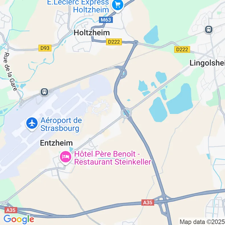 Kartenansicht von Google Maps, das den Standort von crossbase SARL in Entzheim (Frankreich) zeigt.