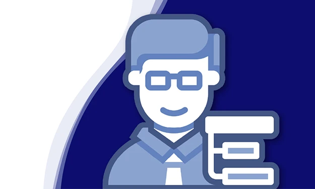 Bernhard Maier lächelt in die Kamera. Er trägt ein weißes Hemd mit offenem Kragen. Er hat kurzes, dunkelbraunes Haar und einen leichten Bartschatten. Der Hintergrund ist modern gestaltet mit geschwungener Wellenform in Dunkelblau, Weiß und Hellblau.