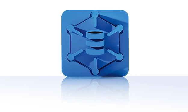 Das Symbol ist unicolor blau und zeigt eine stilisierte Datenbank, von der sechs Linien zu den Eckpunkten eines umgebenden Hexagons führen. An den Eckpunkten des Hexagons befinden sich Punkte und das Symbol wird von einem Quadrat mit abgerundeten Ecken umgeben. Es steht für die Produktdatenbank von crossbase.