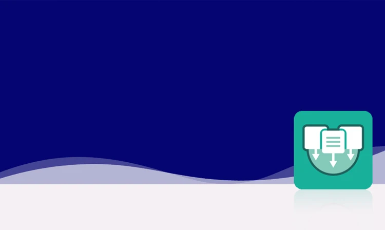 Das Symbol ist unicolor grün und zeigt zwei stilisierte Tabellen- oder Katalogsymbole mit Zeilenstruktur, die sich überlappen. Davor befindet sich ein Pfeil, der einen Exportvorgang andeutet. Es ist in einem Quadrat mit abgerundeten Ecken dargestellt. Dieses Icon steht für das Modul Datenexport E-Kataloge von crossbase.