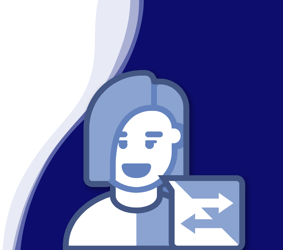 Jasmin Nesbigall from oneworld looks into the camera with a smile. She has brown hair with a side parting, tied back at the nape of her neck. She is wearing a black top. The background is dark blue with a curved, white and light blue line in a wave shape on the left.